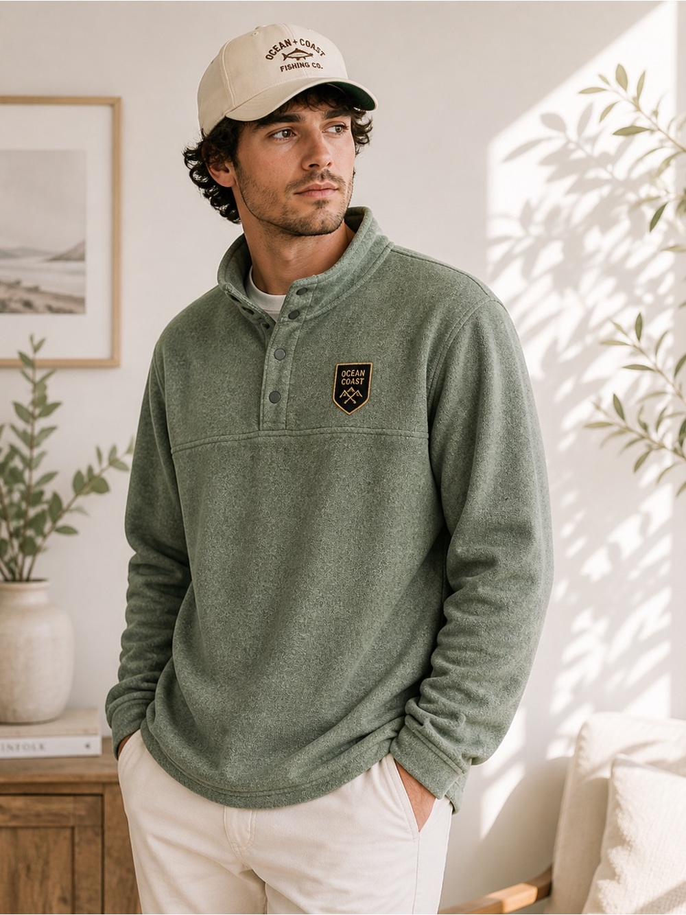 Ocean Coast Realtree Olive Fleece Snap Pullover Men XLT NWT